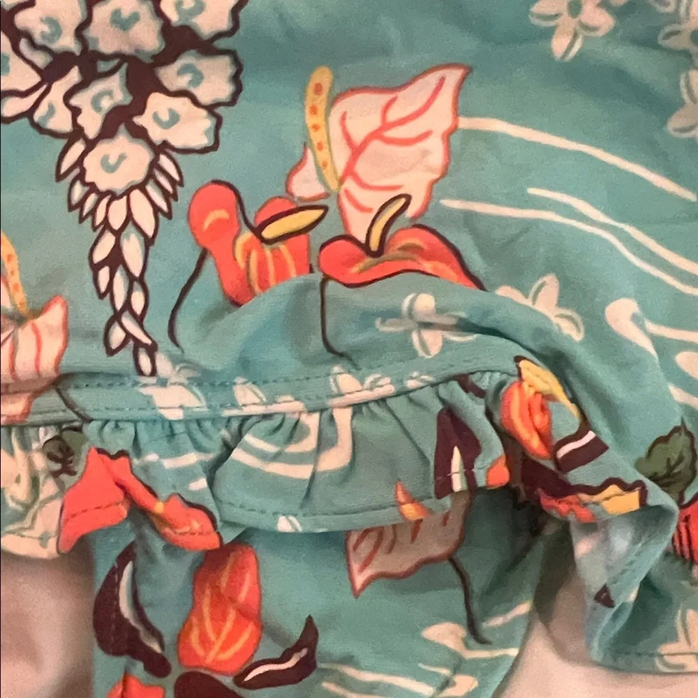 Turquoise Floral Ruffle Bikini Set - Picture 6 of 9